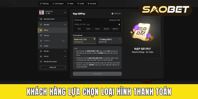 Khách hàng lựa chọn loại hình thanh toán